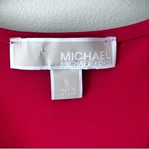 Michael Kors Red Dress faux wrap V-neck dress Sz S/M - Picture 10 of 13
